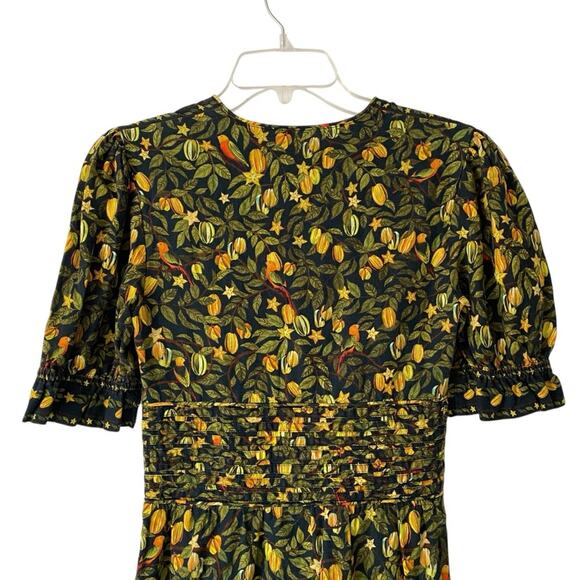 Farm Rio Star Fruit Linen Blend Yellow Black Mini Dress size XS - Picture 6 of 11